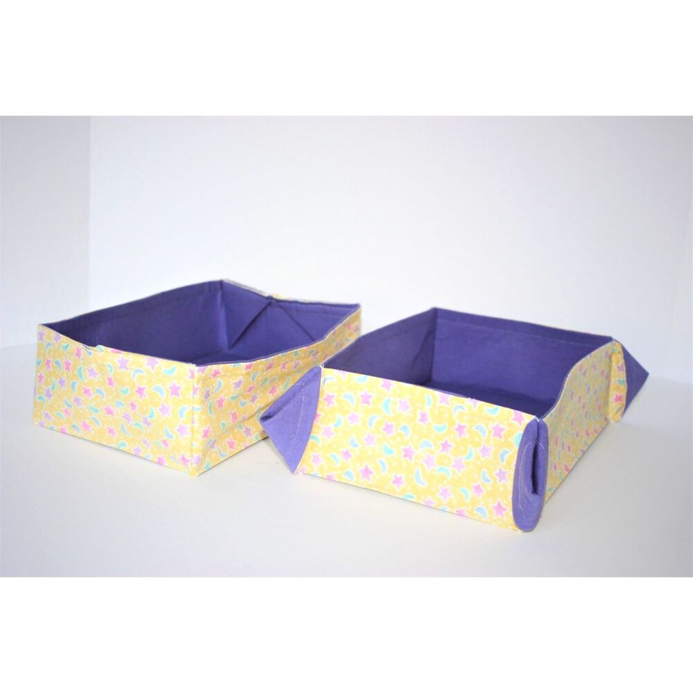 PAIR Cloth Boxes or Trays for Drawer or Shelf Organization